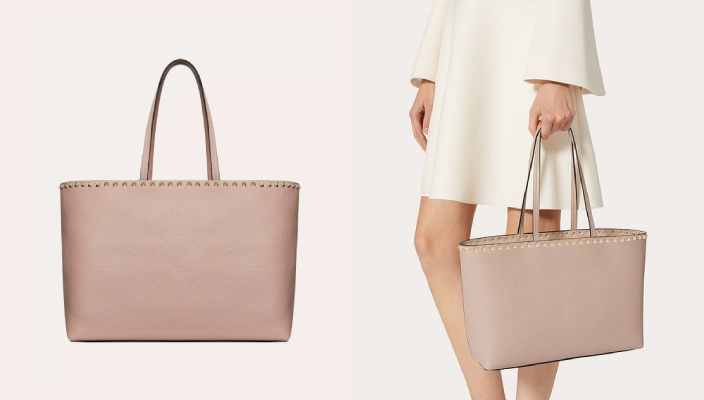 15. Tote Bag 返工袋推介：Valentino Garavani Rockstud tote bagValentino 經典皮製的返工袋， ROCKSTUD GRAINY CALFSKIN 